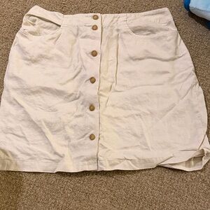 Nautical Cream Button-Front Mini Skirt